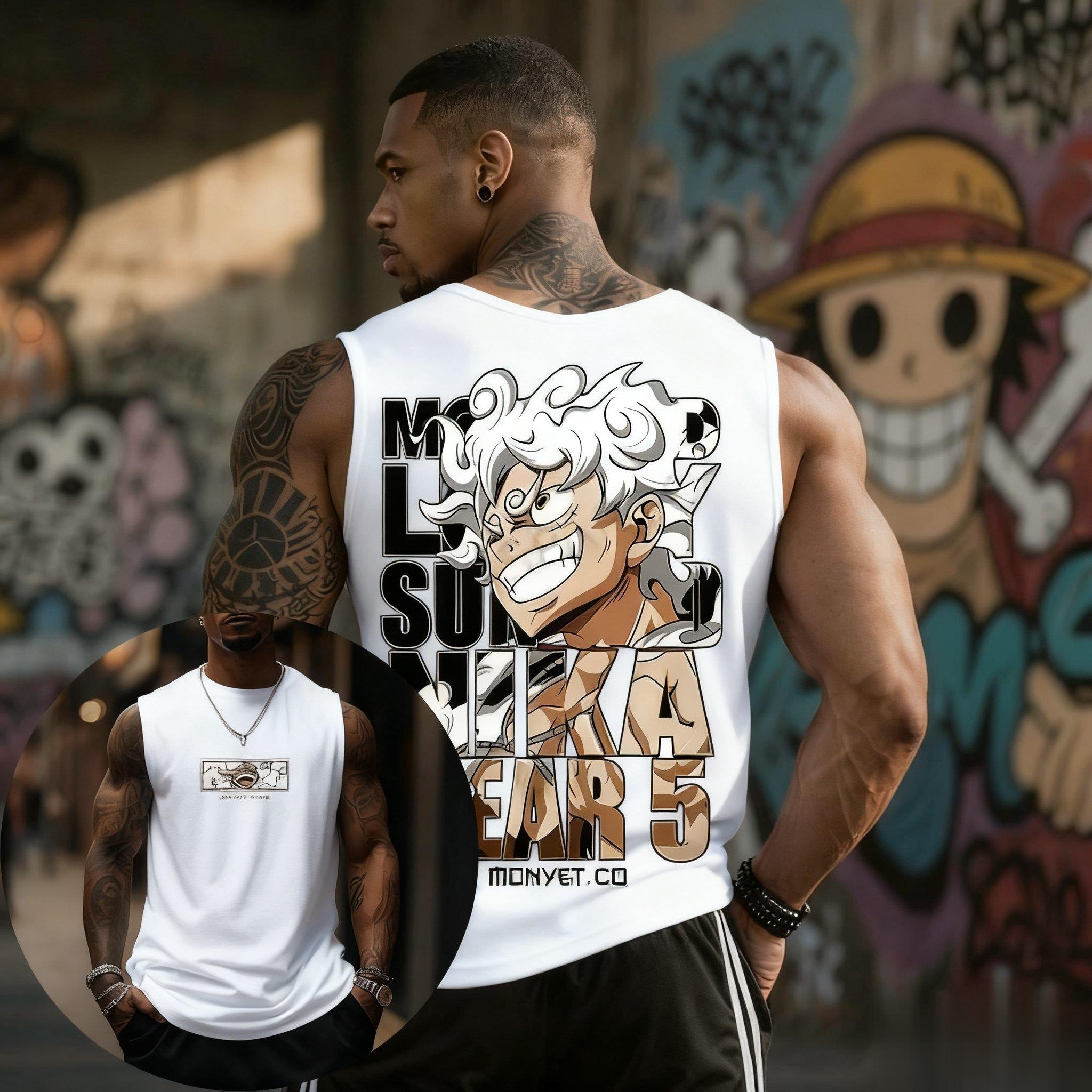 Cap Streetwear Brand - Цельная майка Luffy Gear 5, мужская